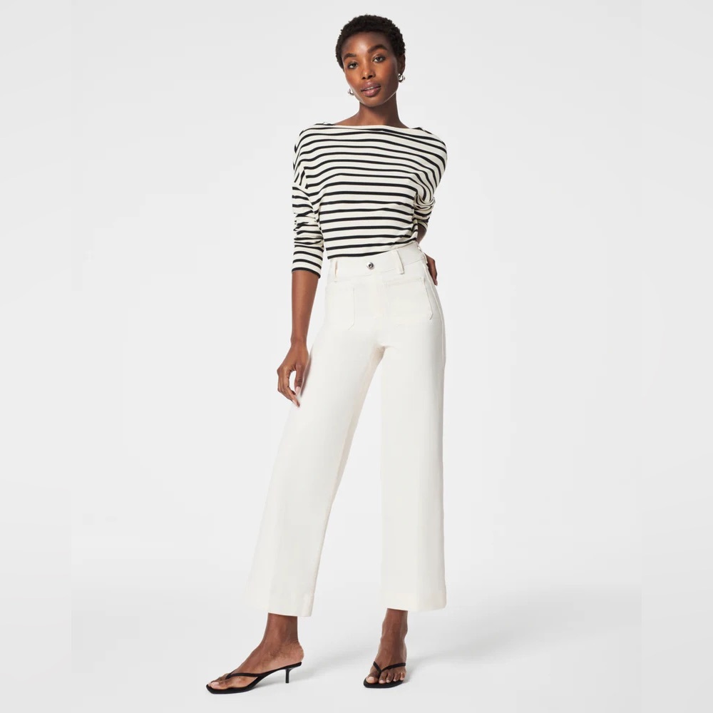 Brand New with Tags.   SPANXshape Cropped Wide Leg Jeans with Patch Pockets
